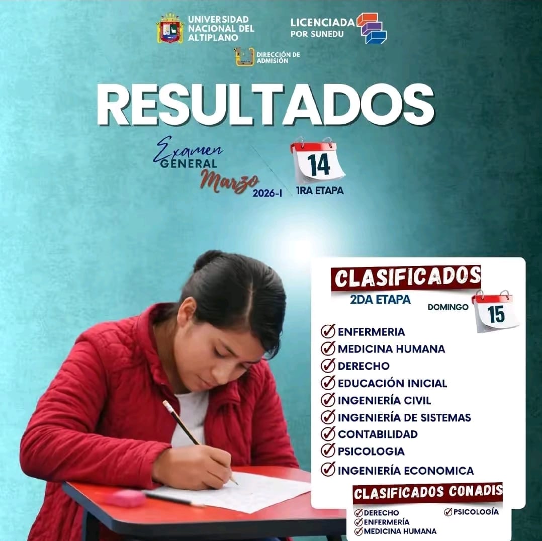 Ingresantes EXAMEN GENERAL 2026 - I sábado 14 de marzo (CONADIS)